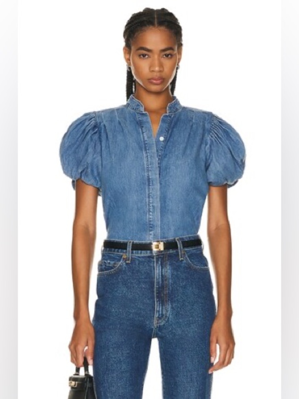 Frame Pleated Puff Sleeve Shirt